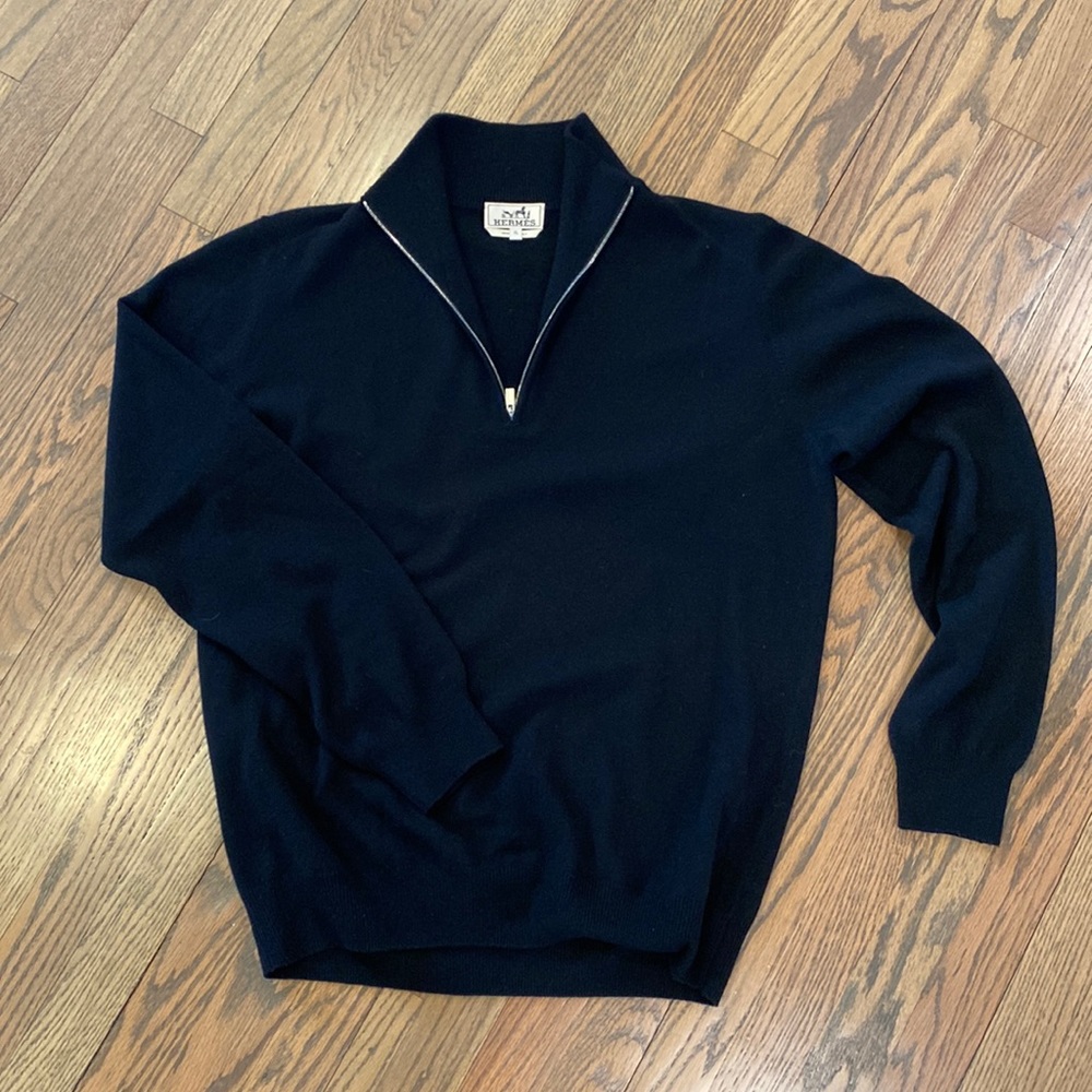 Black cashmere Hermes men’s sweater.
